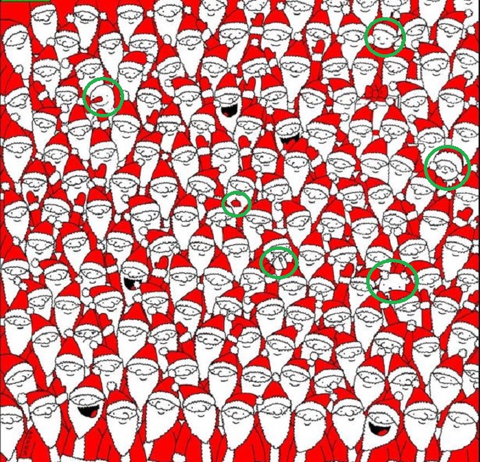 چند چیز را می توانید در بین بابانوئل ها پیدا کنید؟