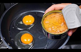 (ویدئو) با 4عدد تخم مرغ و یه کنسرو تن ماهی یک غذای خوشمزه و متفاوت درست کن