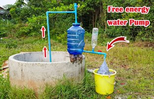 (ویدئو) با بشکه و بطری پلاستیکی خیلی ساده یک پمپ آب بدون نیاز به برق بساز