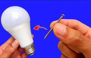 (ویدئو) چطور با یک عدد میخ، لامپ ال ای دی(LED) قدیمی را تعمیر کنیم؟ 