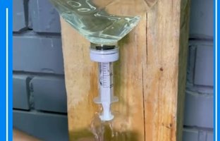 (ویدئو) ترفند ساخت شیر آب اتوماتیک با سرنگ و بطری پلاستیکی 